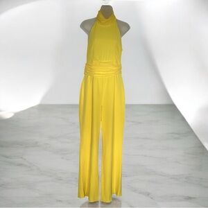Boston Proper Butter Yellow Halter Neck Jumpsuit | Size 6 | Wide Leg
